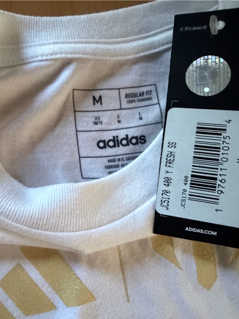 NWT adidas Messi White Tee with Gold Logo youth medium